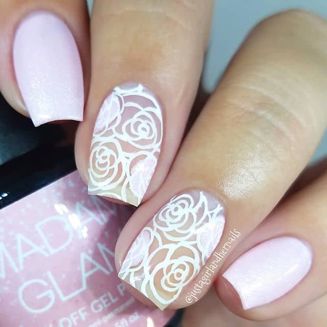 Floral Printed Easy Princess Nail Ideas