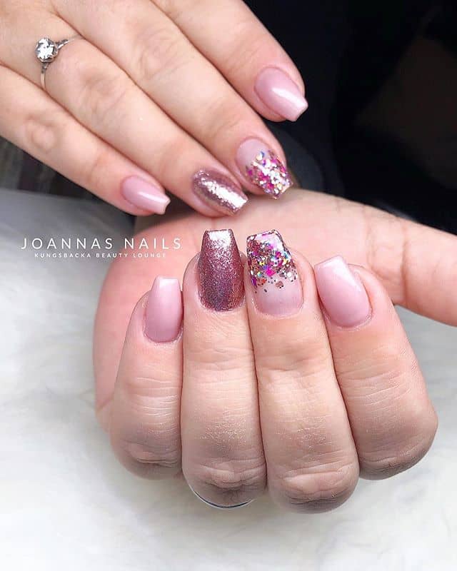 Incredible Shine Rosey and Paleshine Coffin Nails, Nail Art