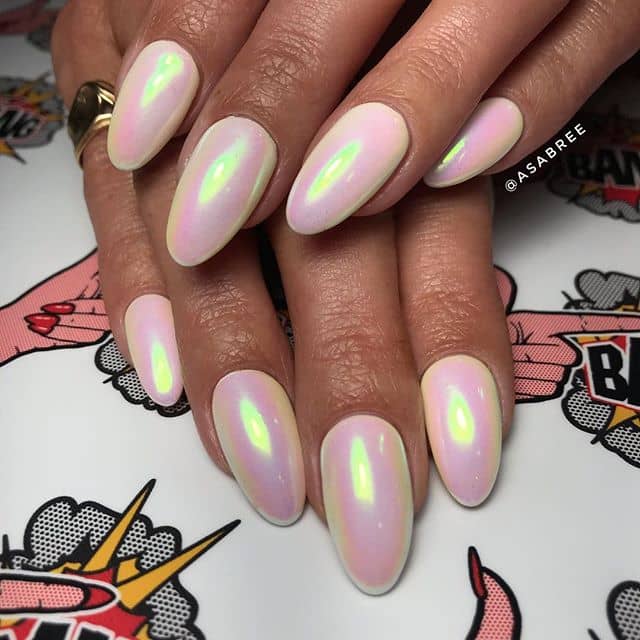 Baby Pink Cool Chrome Nails for Prom