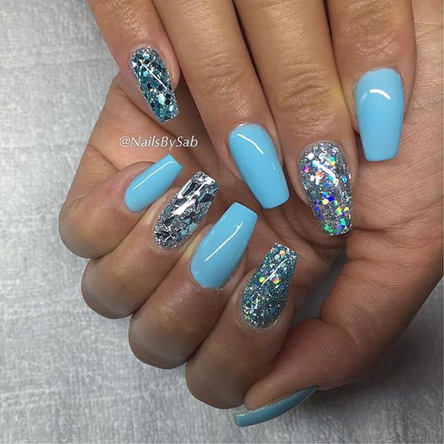 Torqouise Glitter Mermaid Princess Nails