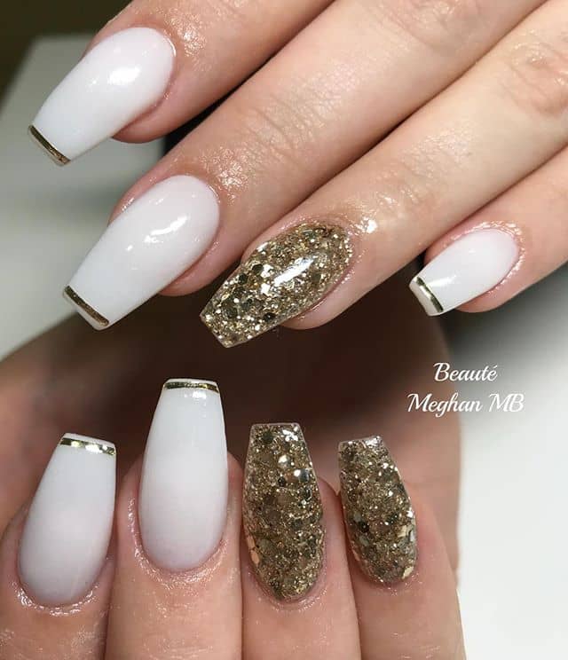 Decadent and Regal White and Gold Nails