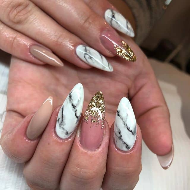 Gorgeous Pink, Brown and Marble Nails