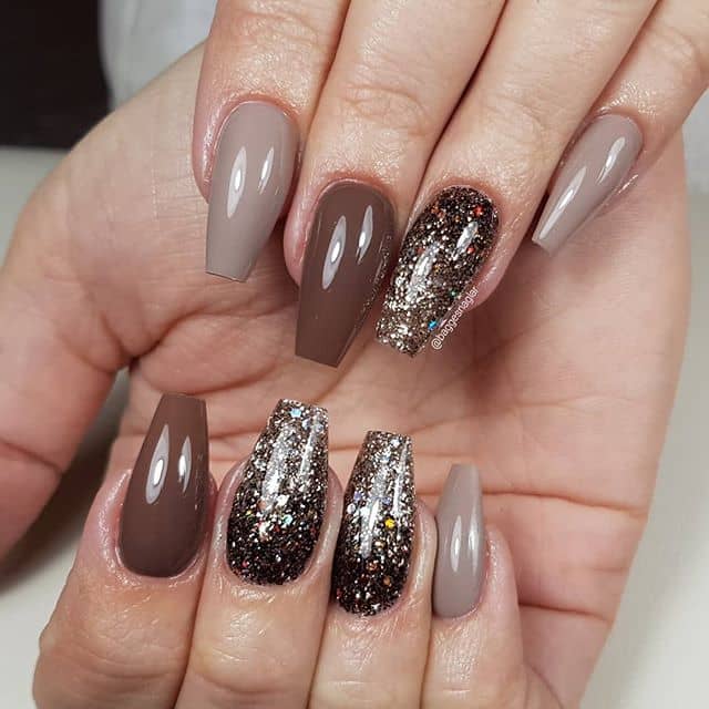 Formal Dark Color Short Coffin Nails with Personality, Trendy Nails