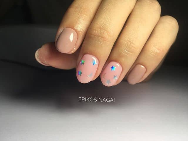 Simple Mauve Starlight Princess Nails