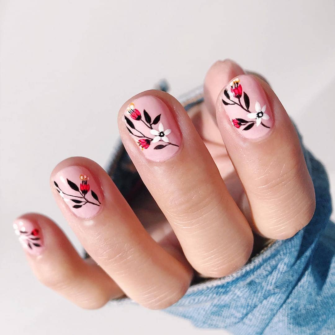 Cute Cherry Blossom Flower Nails