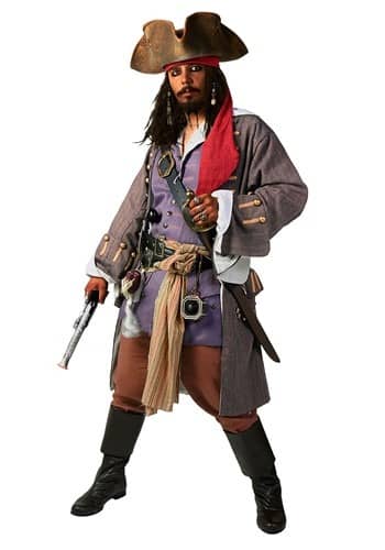 Adult Brown Pirate Costume Bandana Hat Fancy Dress Skull Swords Halloween Scarf