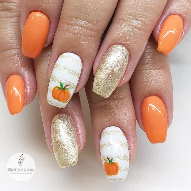 Add an Adorable Pumpkin Accent Nail