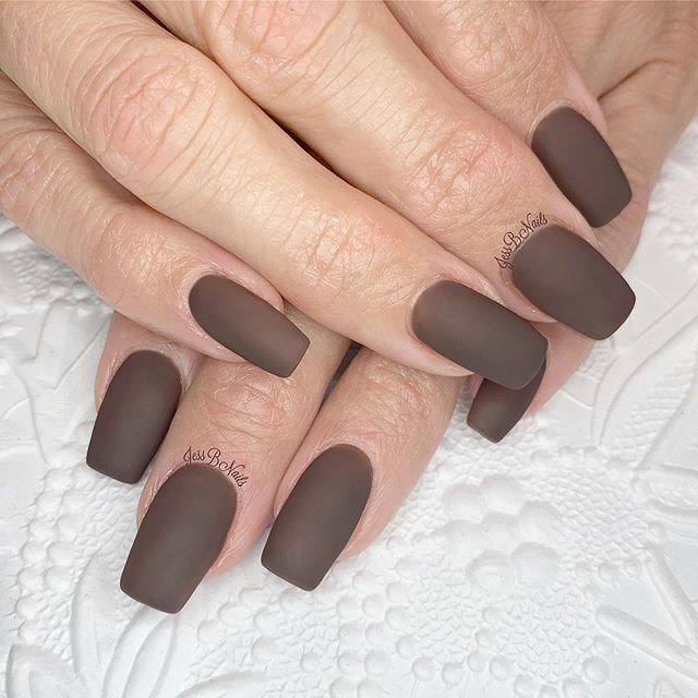 Simply Striking Matte Taupe Nail Look