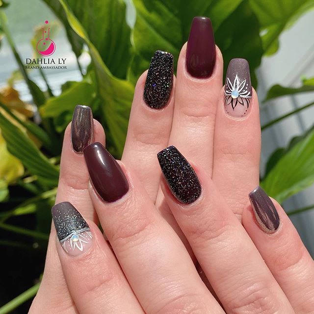 Fabulous Maroon and Grey with Glitter