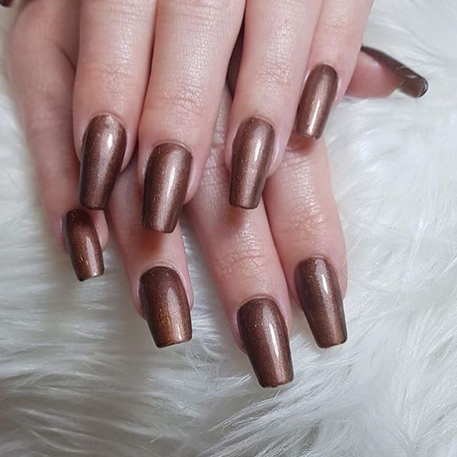 Shimmery Brown Nail Art