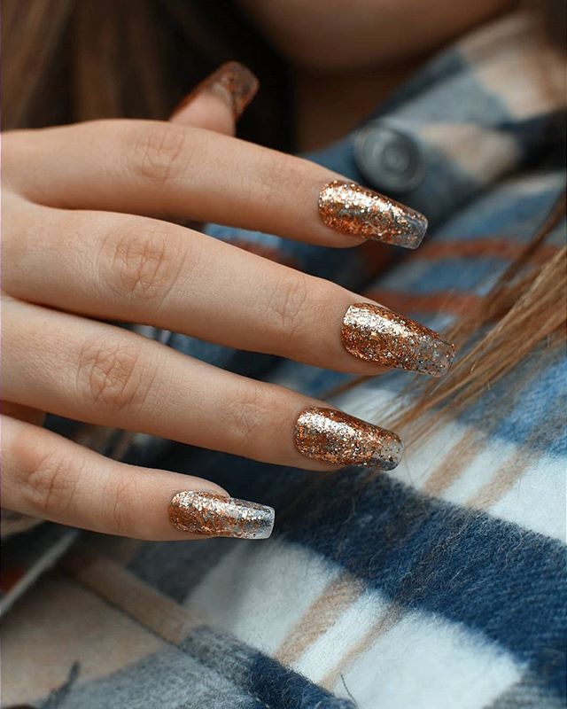 Dazzling Clear to Gold Glitter Gradient