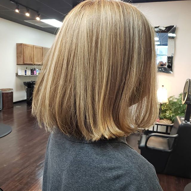 Flattering One Length Long Bob for thin hair