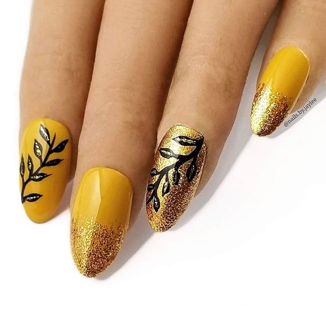 Bold Yellow and Black Pattern with Glitter