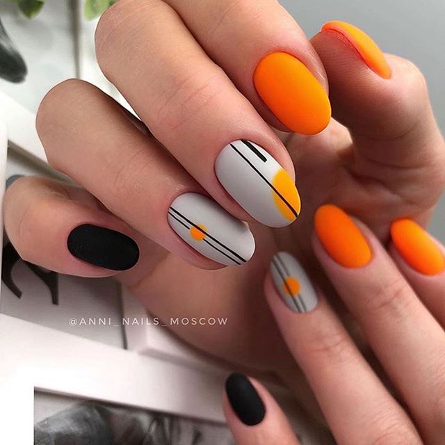 Orange and Black Set with Modern Pattern