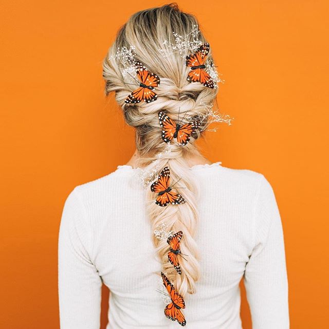 Blonde Butterfly Braid And Baby's Breath