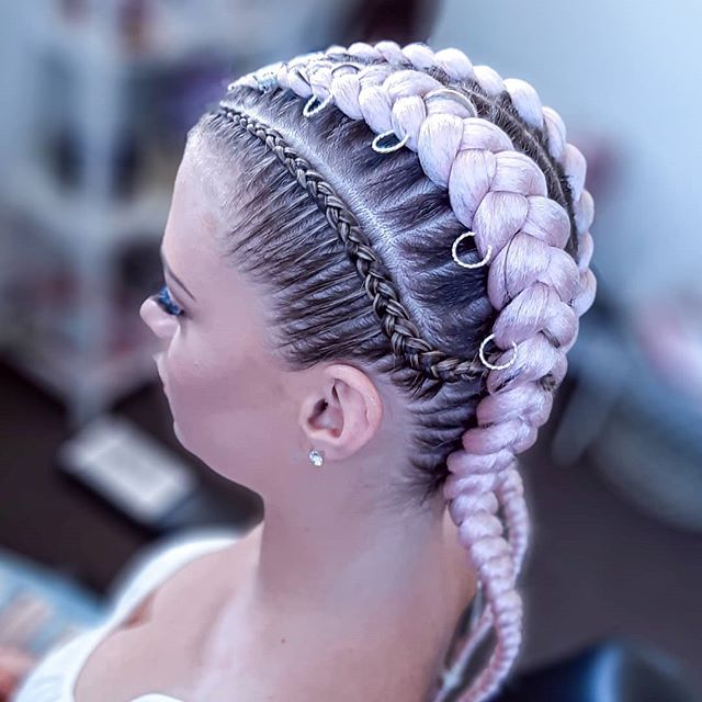 Decorative Middle Part Tribal Braids For Young Ladies