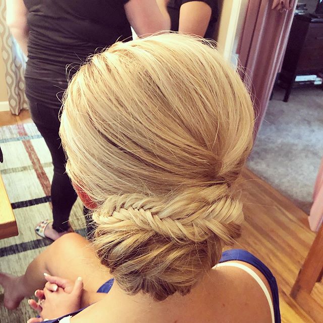 Off Center Fishtail Braid Bridal Bun