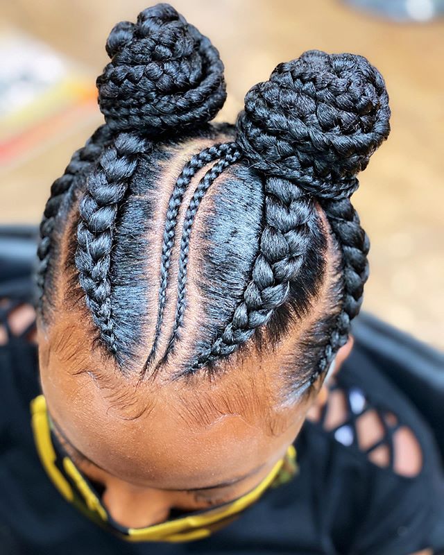 Cute Double Bun Braids Lemonade Braids