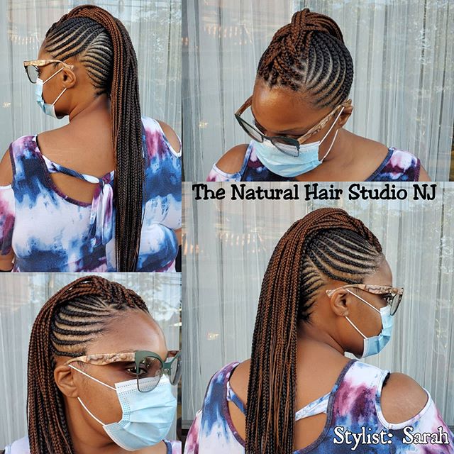  Miniature Cornrows with Loosely Braided Mohawk Cornrow Braids