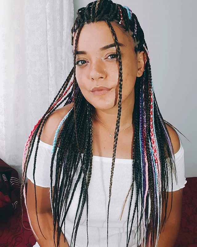 Flirty Back-swept Rainbow Braids Cornrow Braids