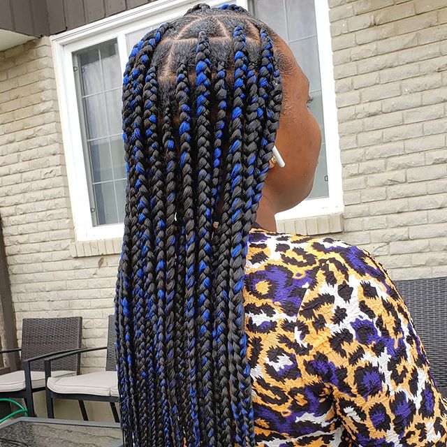 Blue and black Best Jumbo Box Braids