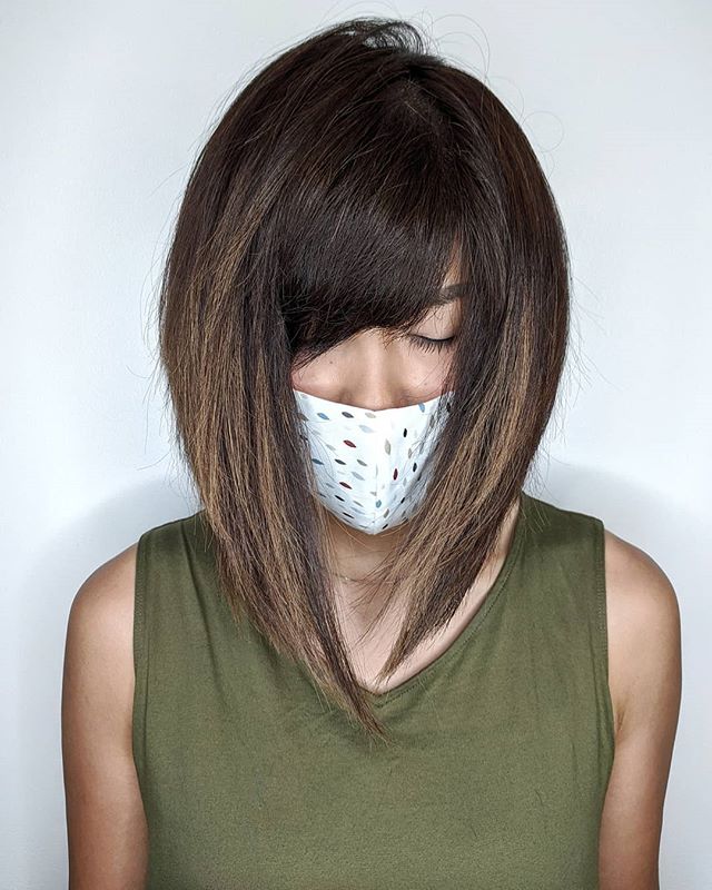 Best Asymmetrical Bob Hairstyle Ideas with Long Bangs
