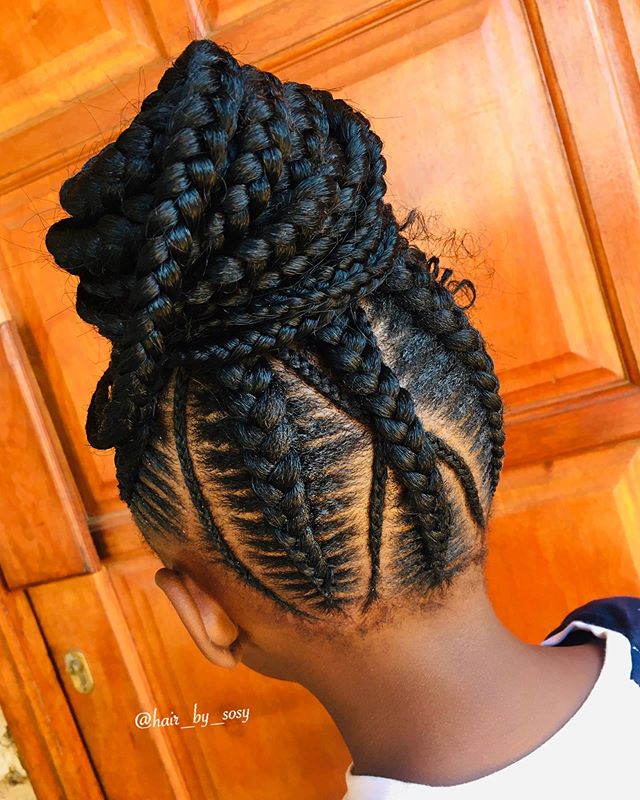  A Braided Updo with Varied Cornrow Sizes