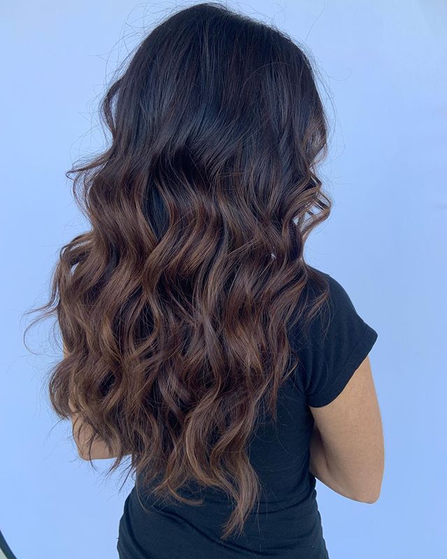 Caramel Dripping Black Hair with Highlights