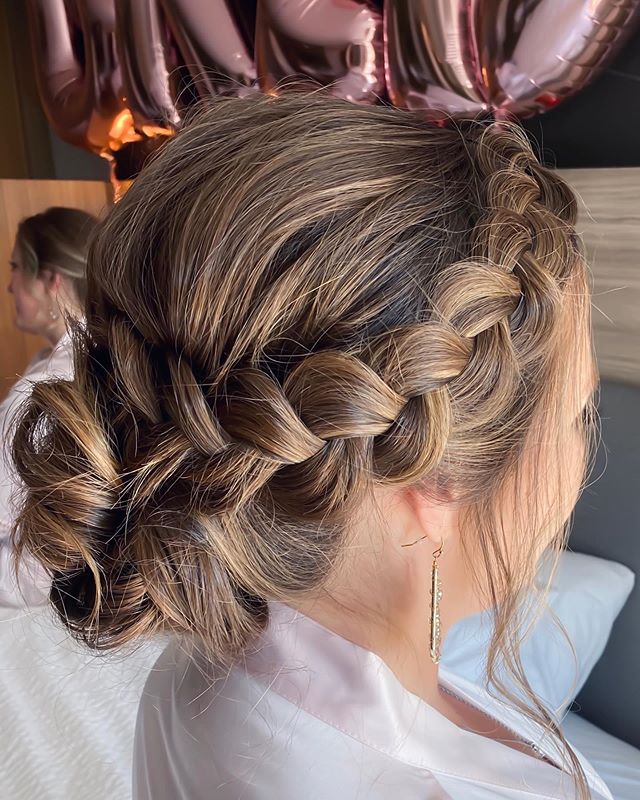 Relaxed Crown Braids with Balayage
