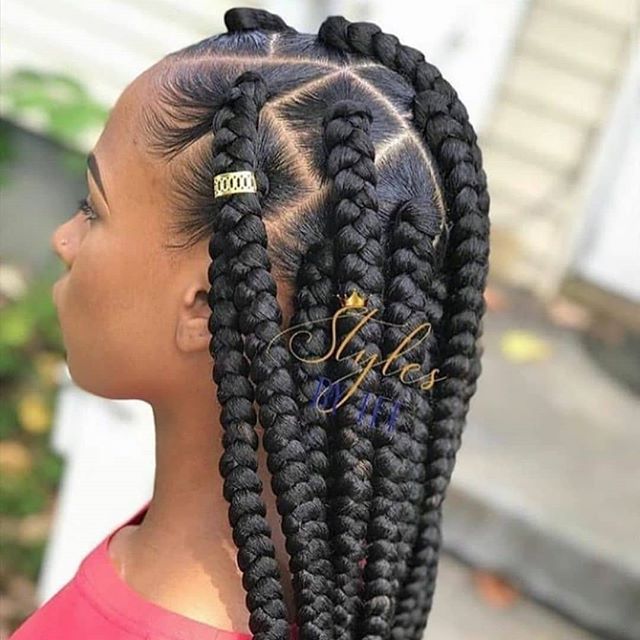 Huge braids with hair accessories