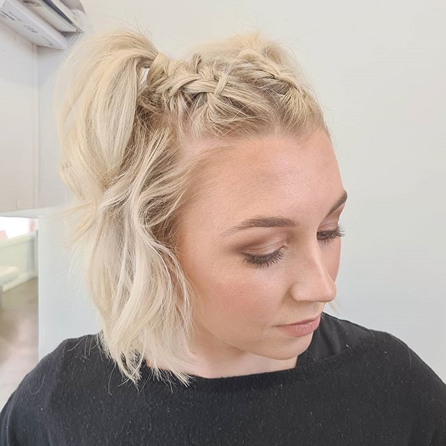 Jaw-Length Bob with Messy Boxer Braids