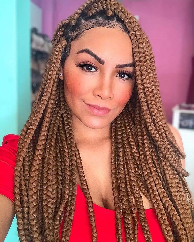  Golden brown braids and gelled edges