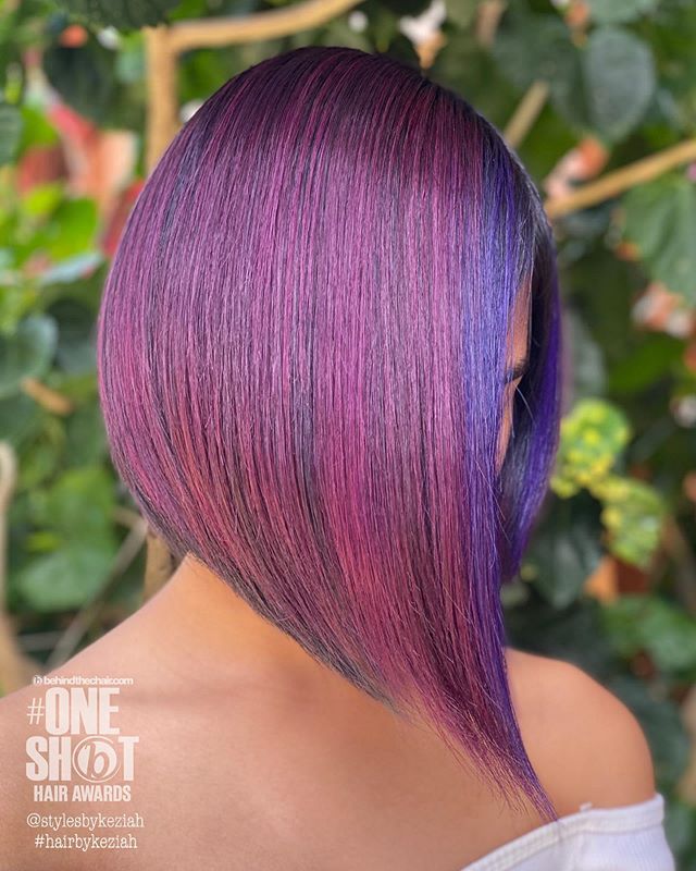 Pink and Purple Asymmetrical Hair