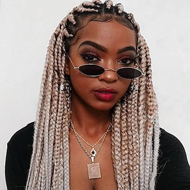 Platinum blonde braids and hair jewelry