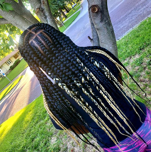  Jumbo cornrows, braids, and blonde edges