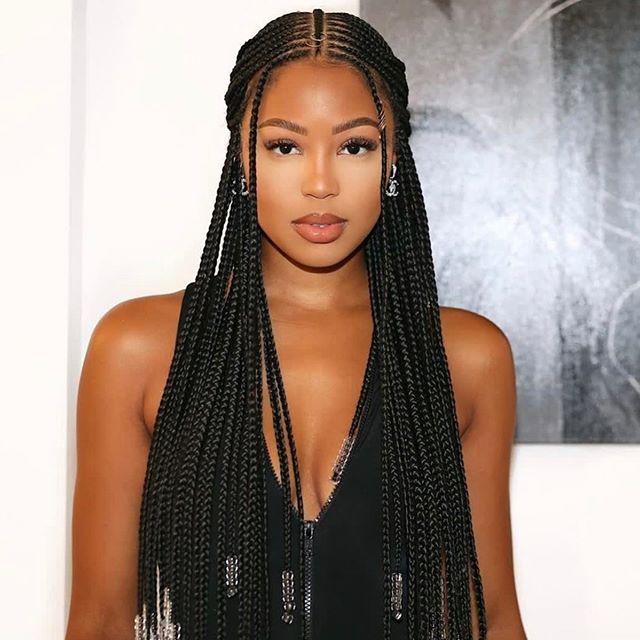 Cleopatra Cornrows with Braided Straight-Back Part Cornrow Braid Styles