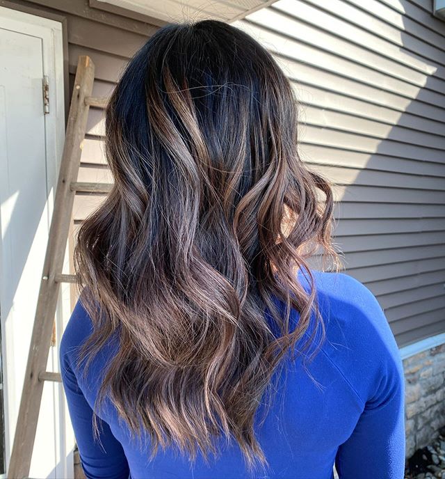 Lovely, Wispy Highlights on Dark Hair