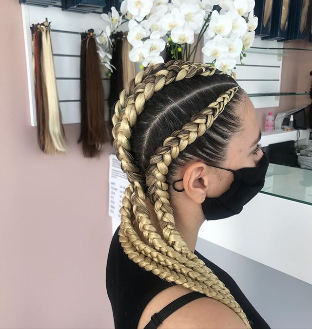 Blonde Goddess Braids with Bold Roots