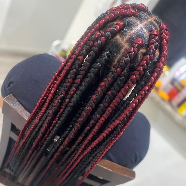  Sexy, red jumbo braids