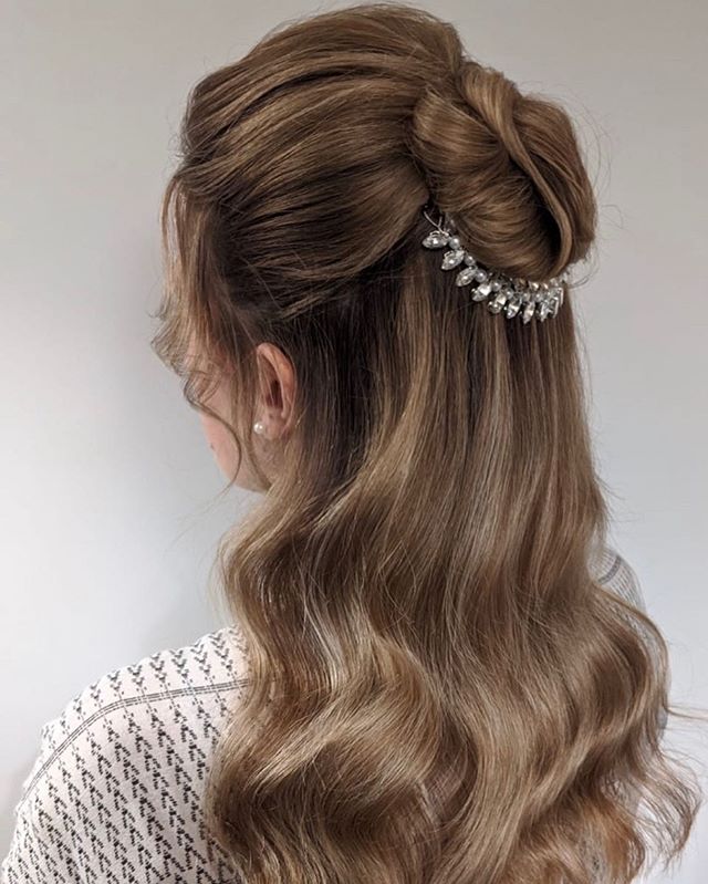 Vintage-Inspired, Blinged Half Updo