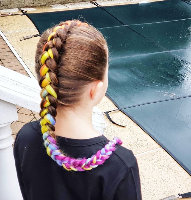  Single, Multicolored French Plait for Girl