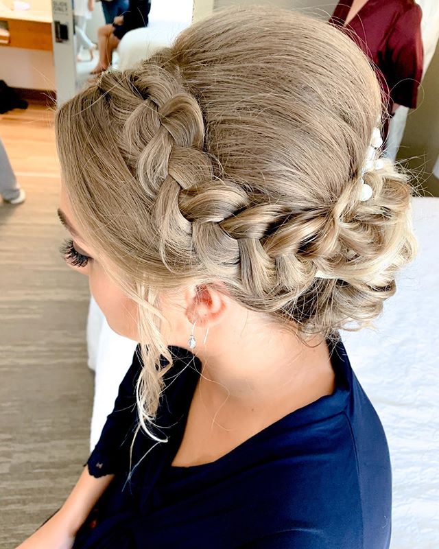 Side Parted Braided Updo