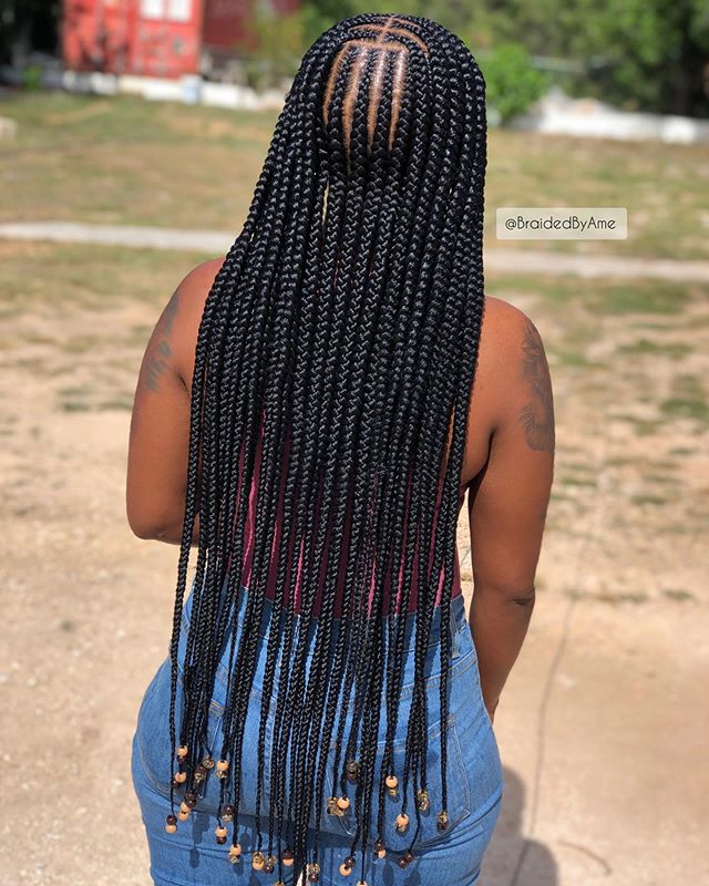 Bold, Black, Beaded Cornrows