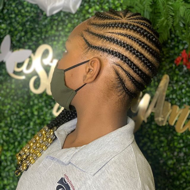 Patterned Side Braids With Beads Lemonade Braids