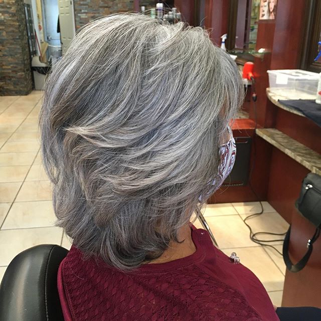 Grey Texturized Haircut With Subtle Layers