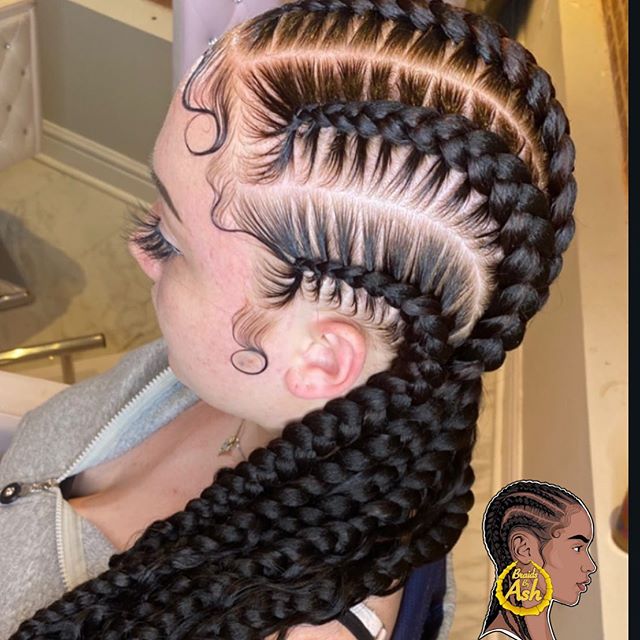 Four Straight-Back Braids with Extensions