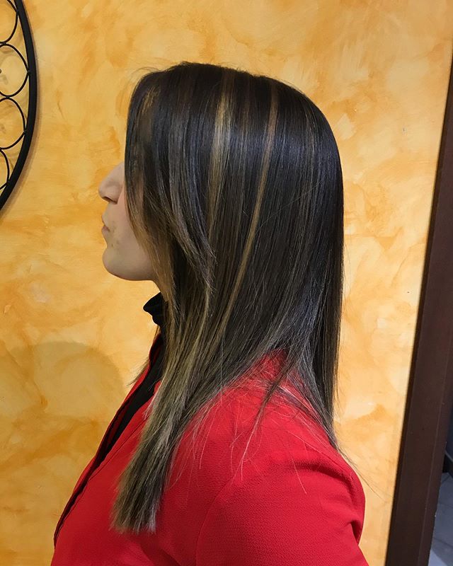 Black and Brown Color with Sleek Bangs