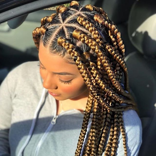  Brown braids with leaf design