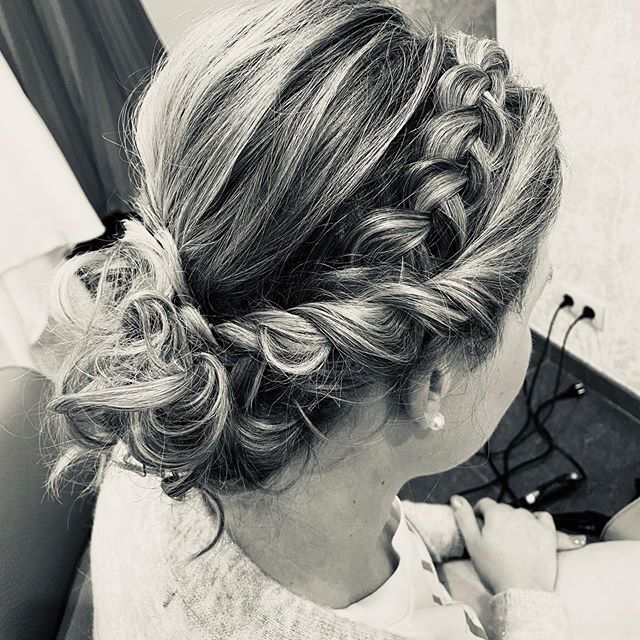  Messy, Braided Updo with Balayage Highlights