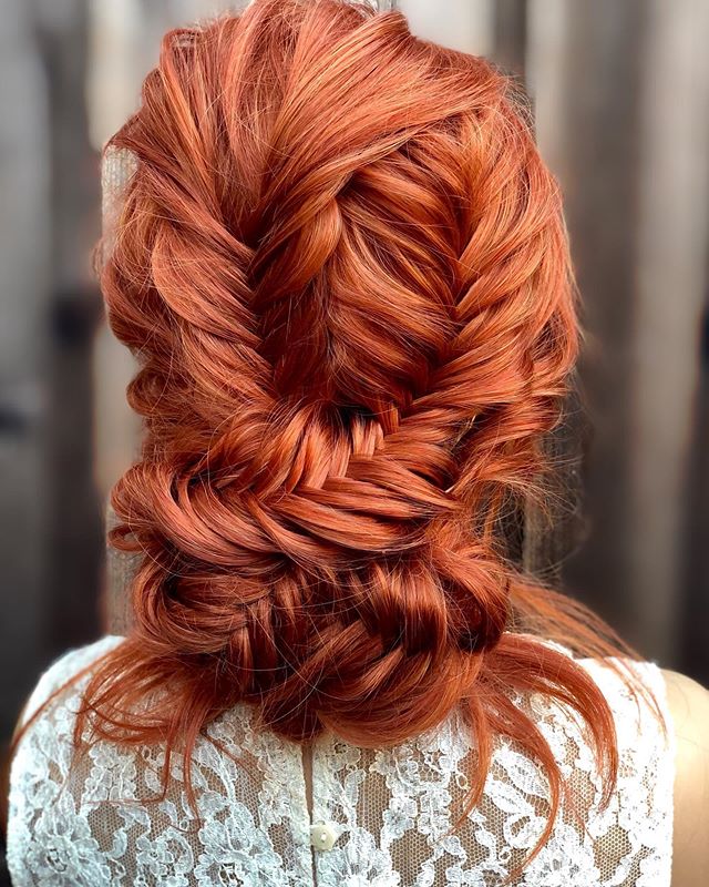 Red Hair Updo with Eye-Catching Pattern